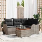 vidaXL Trädgårdsoffset 5 pcs Grå Poly rattan