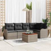 vidaXL Trädgårdsoffset 6 pcs Grå Poly rattan