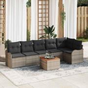 vidaXL Trädgårdsoffset 7 pcs Grå Poly rattan