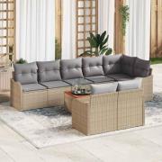 vidaXL Trädgårdsoffset 9 pcs Beige Poly rattan