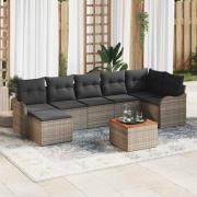 vidaXL Trädgårdsoffset 8 pcs Grå Poly rattan