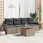 vidaXL Trädgårdsoffset 5 pcs Grå Poly rattan