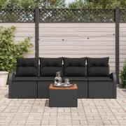 vidaXL Trädgårdsoffset 5 pcs Svart Poly rattan