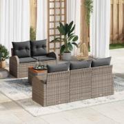 vidaXL Trädgårdsoffset 6 pcs Grå Poly rattan