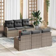 vidaXL Trädgårdsoffset 7 pcs Grå Poly rattan