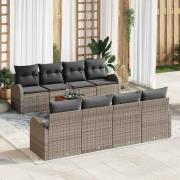 vidaXL Trädgårdsoffset 9 pcs Grå Poly rattan