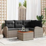 vidaXL Trädgårdsoffset 5 pcs Grå Poly rattan