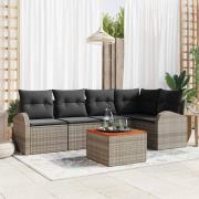 vidaXL Trädgårdsoffset 6 pcs Grå Poly rattan