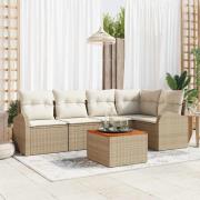 vidaXL Trädgårdsoffset 6 pcs Beige Poly rattan