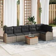vidaXL Trädgårdsoffset 7 pcs Grå Poly rattan