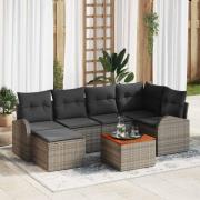 vidaXL Trädgårdsoffset 7 pcs Grå Poly rattan