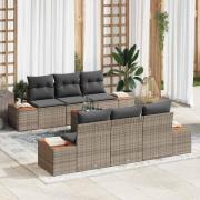 vidaXL Trädgårdsoffset med kudde 7 pcs Grå Poly rattan