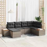 vidaXL Trädgårdsoffset med kudde 6 pcs Grå Poly rattan