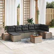 vidaXL Trädgårdsoffset med kudde 8 pcs Grå Poly rattan