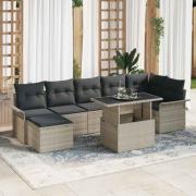 vidaXL Trädgårdsoffset med kudde 8 pcs Ljusgrå Poly rattan