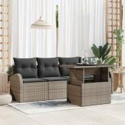 vidaXL Trädgårdsoffset med kudde 5 pcs Grå Poly rattan