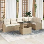 vidaXL Trädgårdsoffset 7 pcs beige och gräddvit 100 x 55 x 73 cm