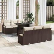 vidaXL Trädgårdsoffset 7 pcs Brun och gräddvit 100 x 55 x 73 cm