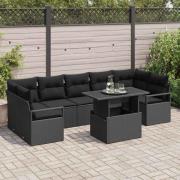 vidaXL Trädgårdsoffset med kudde 8 pcs Svart 100 x 55 x 73 cm