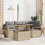 vidaXL Trädgårdsoffset 5 pcs beige och ljusgrå 100 x 55 x 73 cm