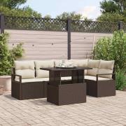 vidaXL Trädgårdsoffset 6 pcs Brun och gräddvit 100 x 55 x 73 cm