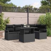vidaXL Trädgårdsoffset med kudde 6 pcs Svart 100 x 55 x 73 cm