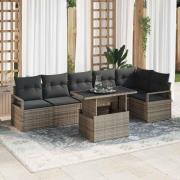 vidaXL Trädgårdsoffset med kudde 7 pcs Grå Poly rattan