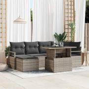 vidaXL Trädgårdsoffset 7 pcs Grå Poly rattan, pulverlackerad stål
