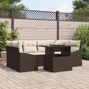 vidaXL Trädgårdsoffset 7 pcs Brun och gräddvit 100 x 55 x 73 cm