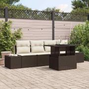 vidaXL Trädgårdsoffset 5 pcs Brun och gräddvit 100 x 55 x 73 cm
