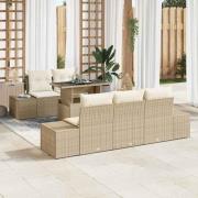 vidaXL Trädgårdsoffset 6 pcs beige och gräddvit 100 x 55 x 73 cm