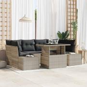 vidaXL Trädgårdsoffset med kudde 7 pcs Ljusgrå 100 x 55 x 73 cm