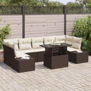 vidaXL Trädgårdsoffset 8 pcs Brun och gräddvit 100 x 55 x 73 cm