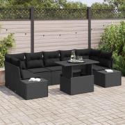 vidaXL Trädgårdsoffset med kudde 8 pcs Svart 100 x 55 x 73 cm