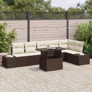 vidaXL Trädgårdsoffset 7 pcs Brun och gräddvit 100 x 55 x 73 cm