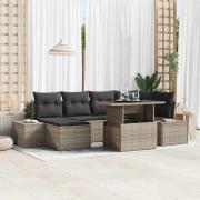 vidaXL Trädgårdsoffset 7 pcs Grå Poly rattan, pulverlackerad stål