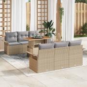 vidaXL Trädgårdsoffset 7 pcs beige och ljusgrå 100 x 55 x 73 cm