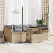 vidaXL Trädgårdsoffset 7 pcs beige och ljusgrå 100 x 55 x 73 cm