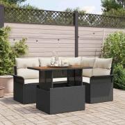vidaXL Trädgårdsoffset 5 pcs Svart och gräddvit 100 x 55 x 73 cm