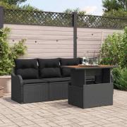 vidaXL Trädgårdsoffset med kudde Manuell 5 pcs Svart 100 x 55 x 73 cm