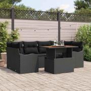 vidaXL Trädgårdsoffset med kudde 7 pcs Svart 100 x 55 x 73 cm