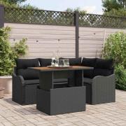 vidaXL Trädgårdsoffset med kudde Manuell 5 pcs Svart 100 x 55 x 73 cm