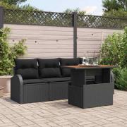 vidaXL Trädgårdsoffset med kudde 5 pcs Svart 100 x 55 x 73 cm