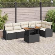 vidaXL Trädgårdsoffset 7 pcs Svart och gräddvit 100 x 55 x 73 cm