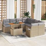 vidaXL Trädgårdsmöbelset 9 pcs Beige och Grå 100 x 55 x 73 cm