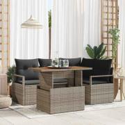 vidaXL Trädgårdsmöbelset med kudde 5 pcs Grå, Brun 100 x 55 x 73 cm