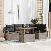 vidaXL Trädgårdsmöbelset med kudde 6 pcs Grå, Brun 100 x 55 x 73 cm