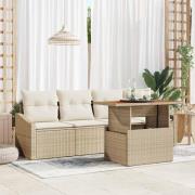 vidaXL Trädgårdsoffset med kudde 5 pcs Beige Poly rattan