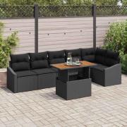 vidaXL Trädgårdsmöbelset 7 pcs Svart och Brunt 100 x 55 x 73 cm