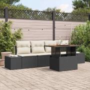 vidaXL Trädgårdsmöbelset 5 pcs Svart och kräm 100 x 55 x 73 cm